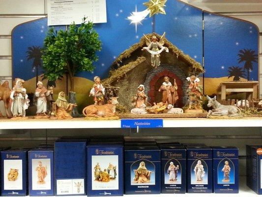 Fontanini nativity sets, stables and figurines.