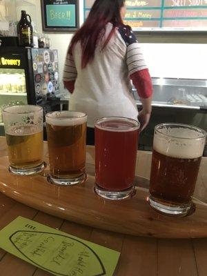 Flight of beer on a surfboard!