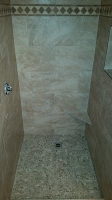 Another Shower pan that was done from beginning to end.
 Demo framing-hot mop-Plumbing-Tile work