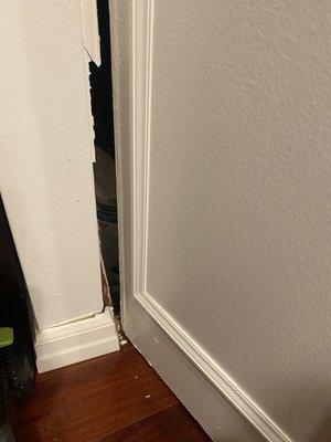 Handy expert cleaning ripped my closet door from my wall and pulled it off track.