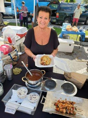 Crista Dayton serving up IL Giardino at the Vero Beach Farmer's Market.