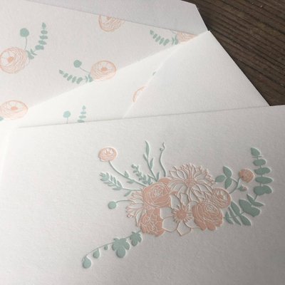 Custom letterpress wedding invitations.