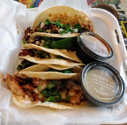 "Flight" of the 5 Tacos available on Cinco de Mayo