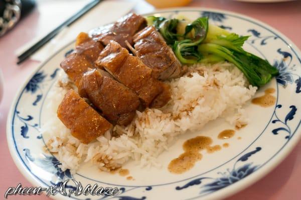 Single entree, roasted duck w/rice and veggies.