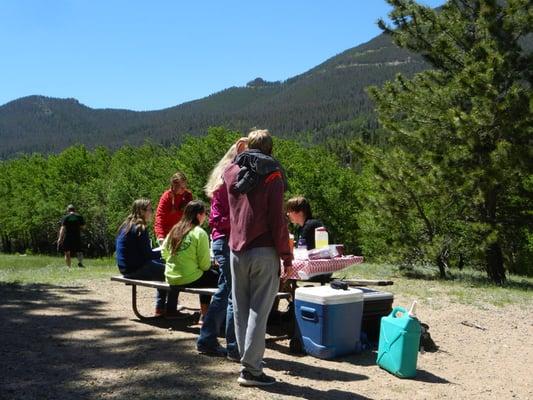 Picnic lunch in Endovalley, Rocky Mountain National Park