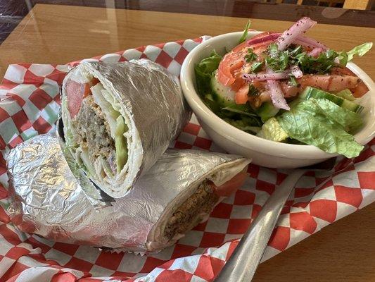 Falafel pita sandwich with salad