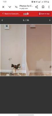 Before and after drywall repairs