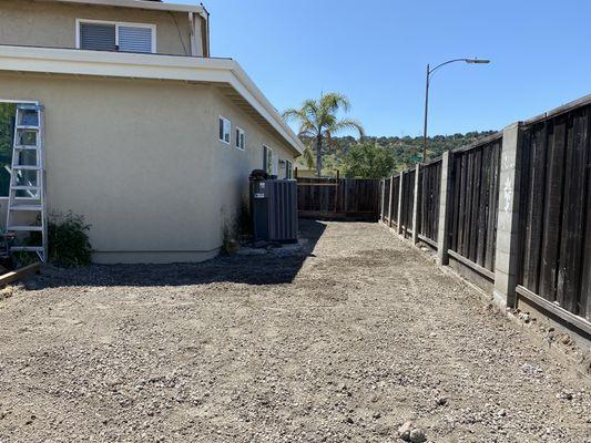 Base rock prep for new concrete