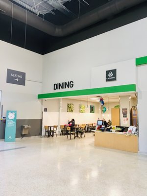 Dining area on the far left of store