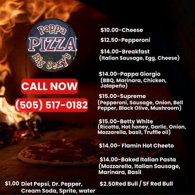 Pappa Big Sexy's's pizza menu