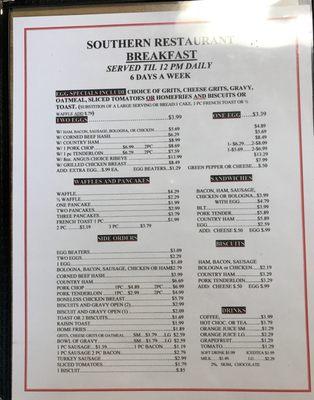 BREAKFAST MENU