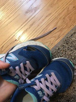 Poorly constructed New Balance children's shoes