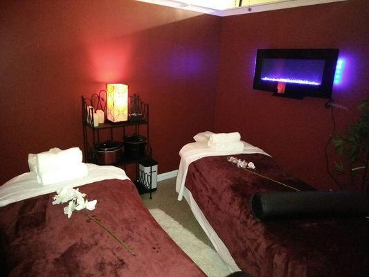 Red room; Used for prenatal care, and couples massage, for those that just want to stay close to one another.