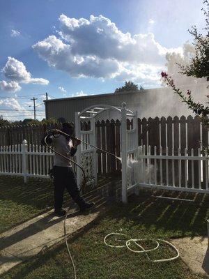 Pressure washing  he did a great job