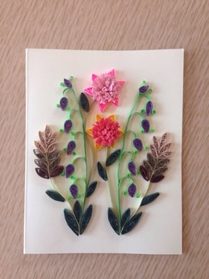 Hand made quilled paper notecard