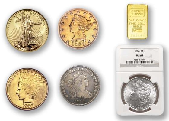 We buy and sell gold and silver, certified and non-certified coins.