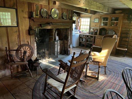 Hearth area inside cabin