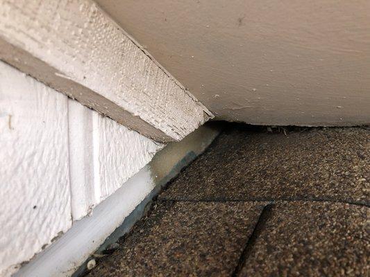 Common roof intersect area that is vulnerable to rodents entering your home and nesting in attic spaces.