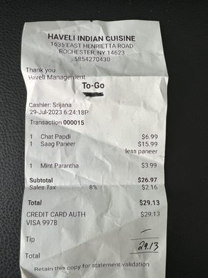 Take out $29.13