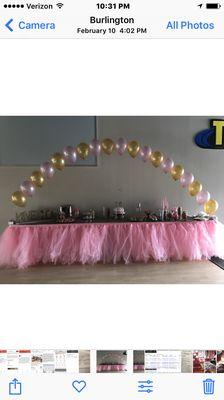 Renting tulle tableskirting pink or white