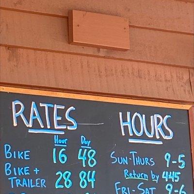 Bike rentals prices day or hourly.......