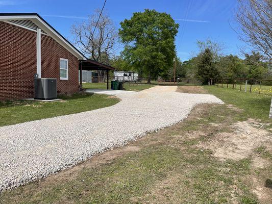 Crushed concrete driveway.