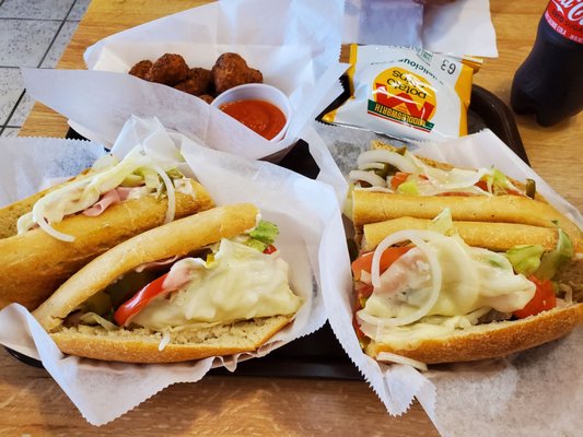 italian sub and breaded mushrooms