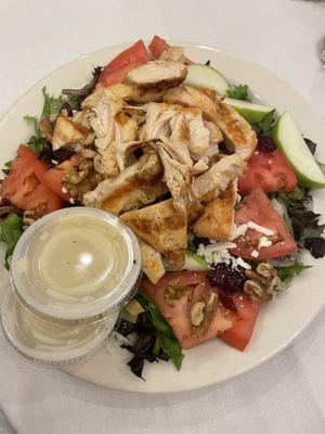 Delicious Fall salad with grilled chicken and apple cider vinaigrette