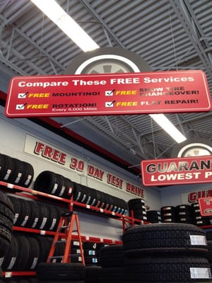 Get tires here to get these services. Trust me, worth the savings!