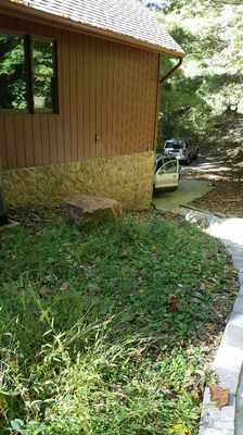 This beautiful house has a very overgrown flower bed and the owner wanted to plant their own flowers but didn't want to clean it up.