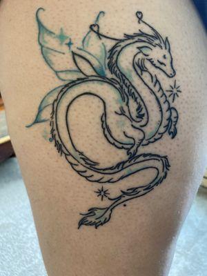 "Mushu" the dragon is all healed and looking good weeks later. Thank you to the artist Mike for the personalized and one of a kind tattoo!