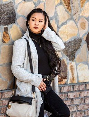 Atlanta model wearing bag - M2M Pics Photography or m2mpics is an Affordable Portrait Photography Alpharetta, Atlanta