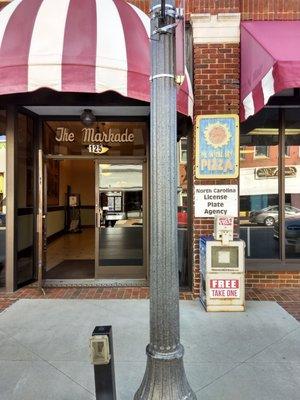 Main Street entrance to the Markade wherein lurks the DMV license platitude