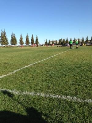 Warming up for soccer game.