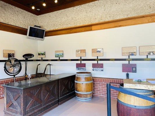 Inside reception of winery, includes timeline of winery