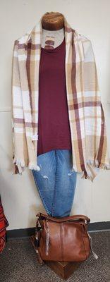 super soft pull through or armed cape for the chilly days,paired with Kancan jeans and an asymetrical tshirst