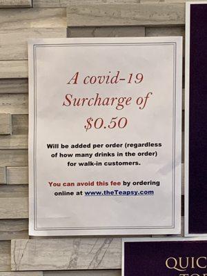 Covid surcharge notice