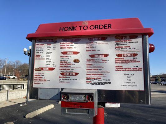 Drive-in menu display