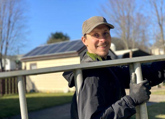 Terry finishing up a solar installation