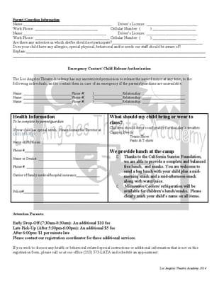 Summer Camp Registration Page 2