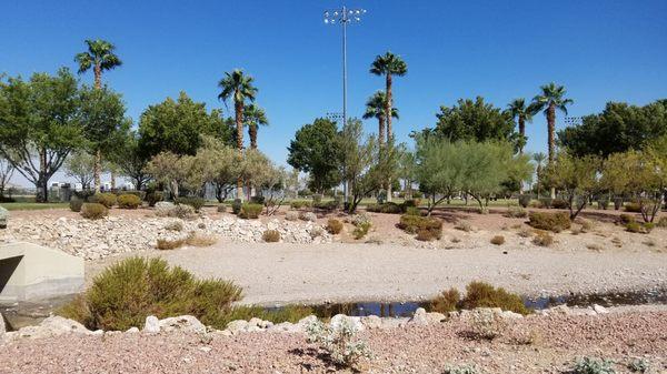 From the south periphery facing north across the wash to the recreational fields.