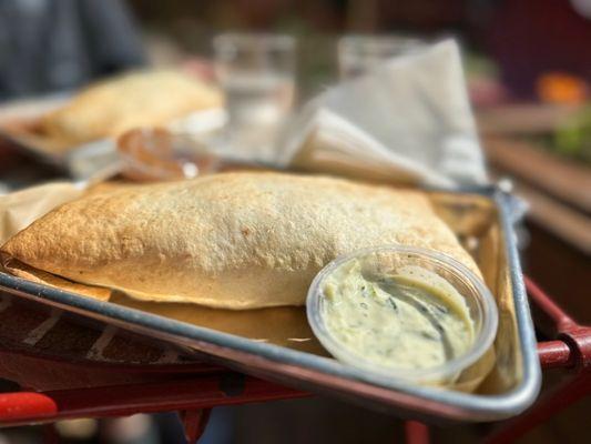 Treehouse Cafe: vegan burrito comes with vegan aioli and salsa