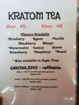 Kratom menu