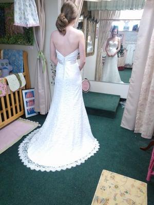 Here just one of our many happy brides - alterations on wedding gowns and prom gowns are just a couple of our specialties...