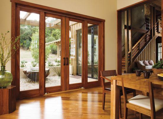 Wood sliding patio doors