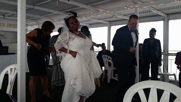 Bride and Groom line dancing. Whaddd