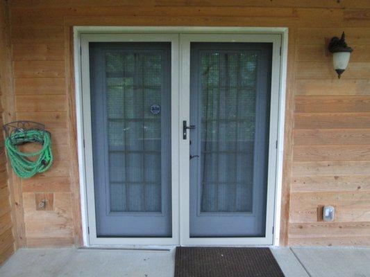 Crimsafe French Security Screen Door System Gray