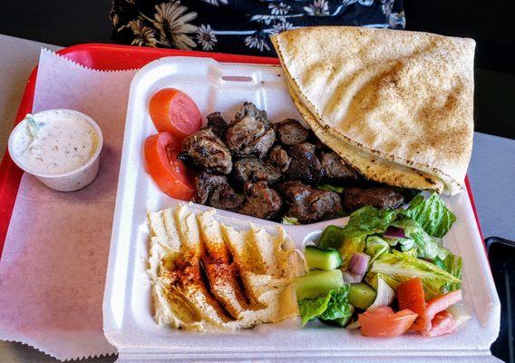 Beef Kabob Plate at Shawarmaholic Oregon