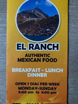 Full Menu Fresh Mexican Food kitchen open 9am-8pm breakfast - lunch - dinner *EBT accepted*counter service*dine-in, take out*7 days/week