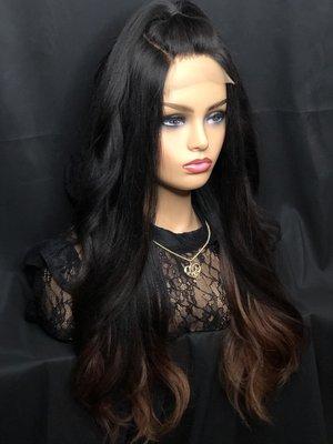 Balayage ombré wig 22 inch human hair extensions